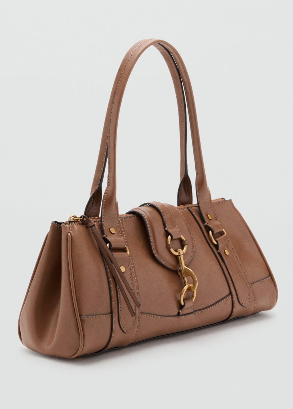 Mango Sac Porté Épaule Moyen Mousqueton Caramel - Femme - Taille Unique - In Brown