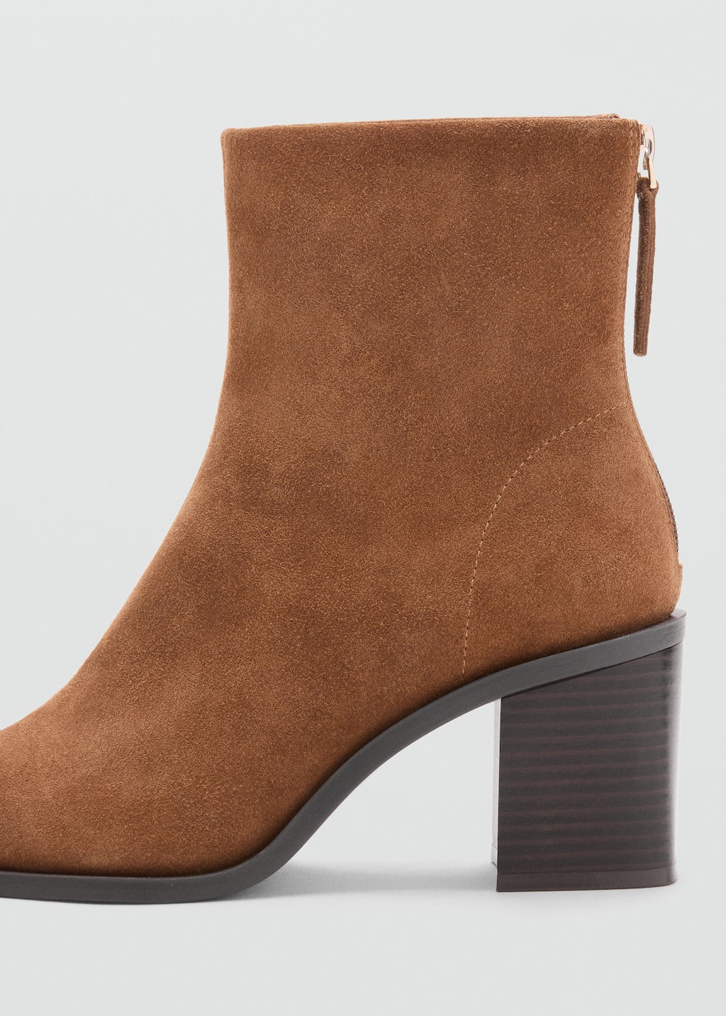 Suede leather ankle boots with block heel