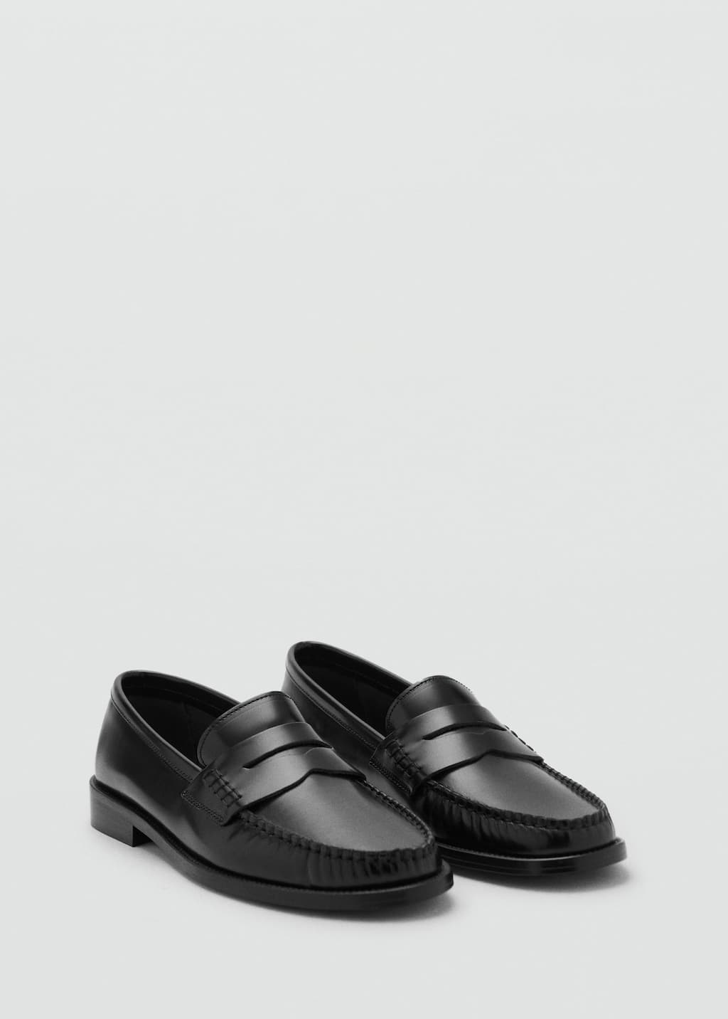 Mango Mocassins Cuir Froncé Noir - Femme - 41 -