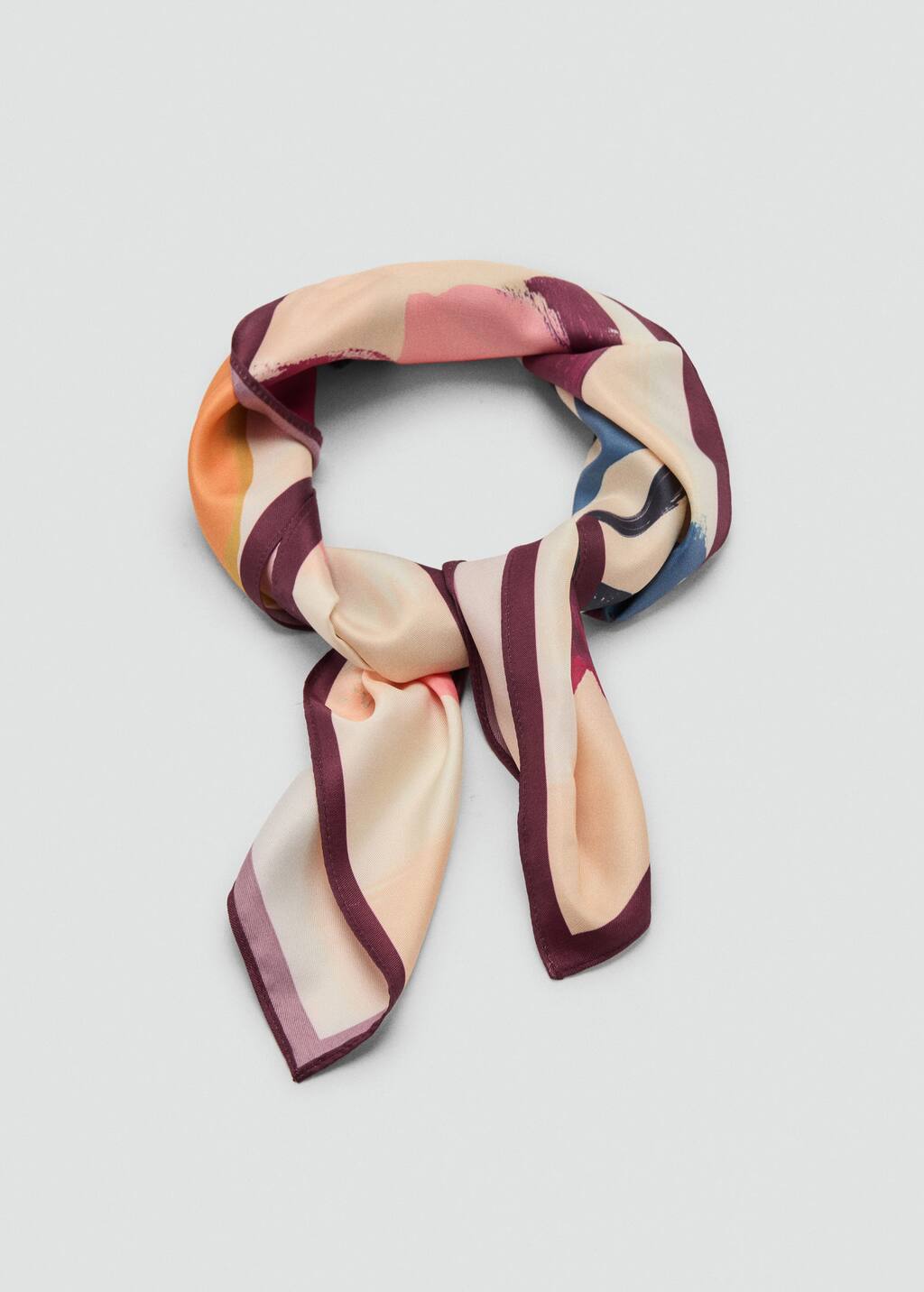 Mango Floral-print Satin Scarf Pink In Pink