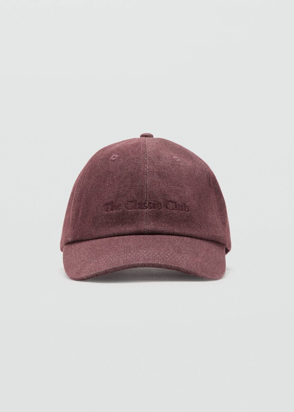 Mango Cotton Cap With Embroidered Slogan Maroon In Burgundy