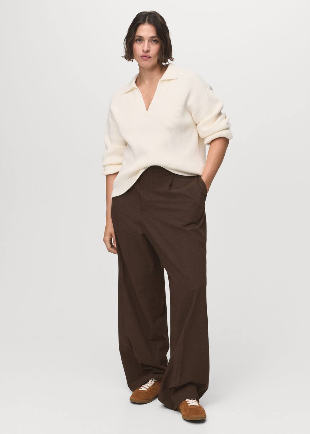 Low-rise wide-leg pants