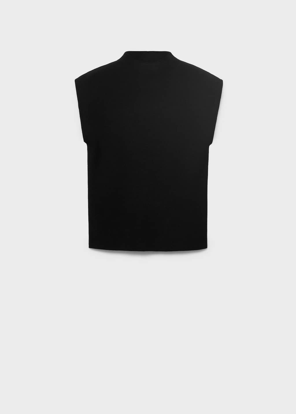 Mango Perkins-neck Knitted Top In Black