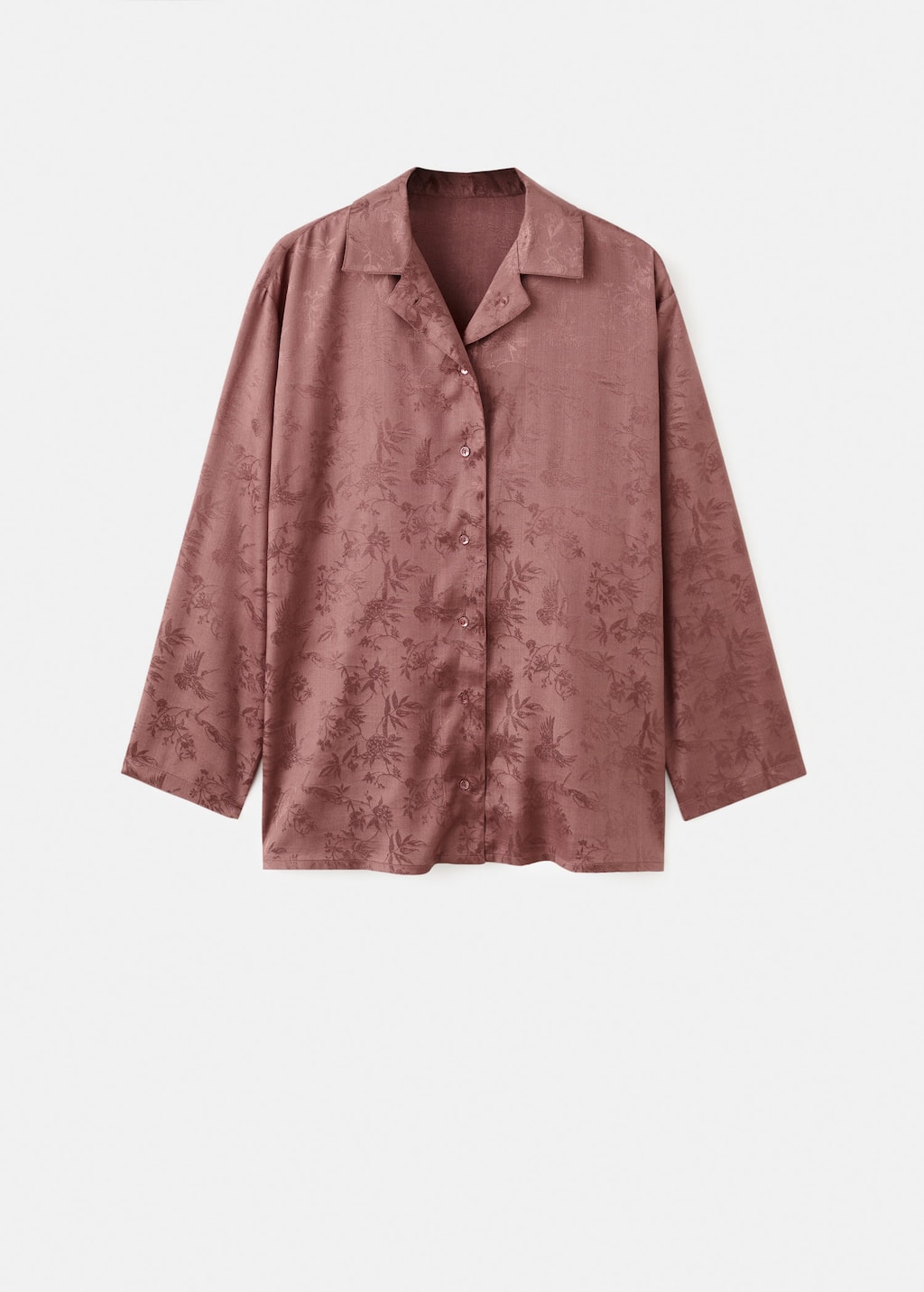 Mango Jacquard Satin Button-up Shirt In Brown