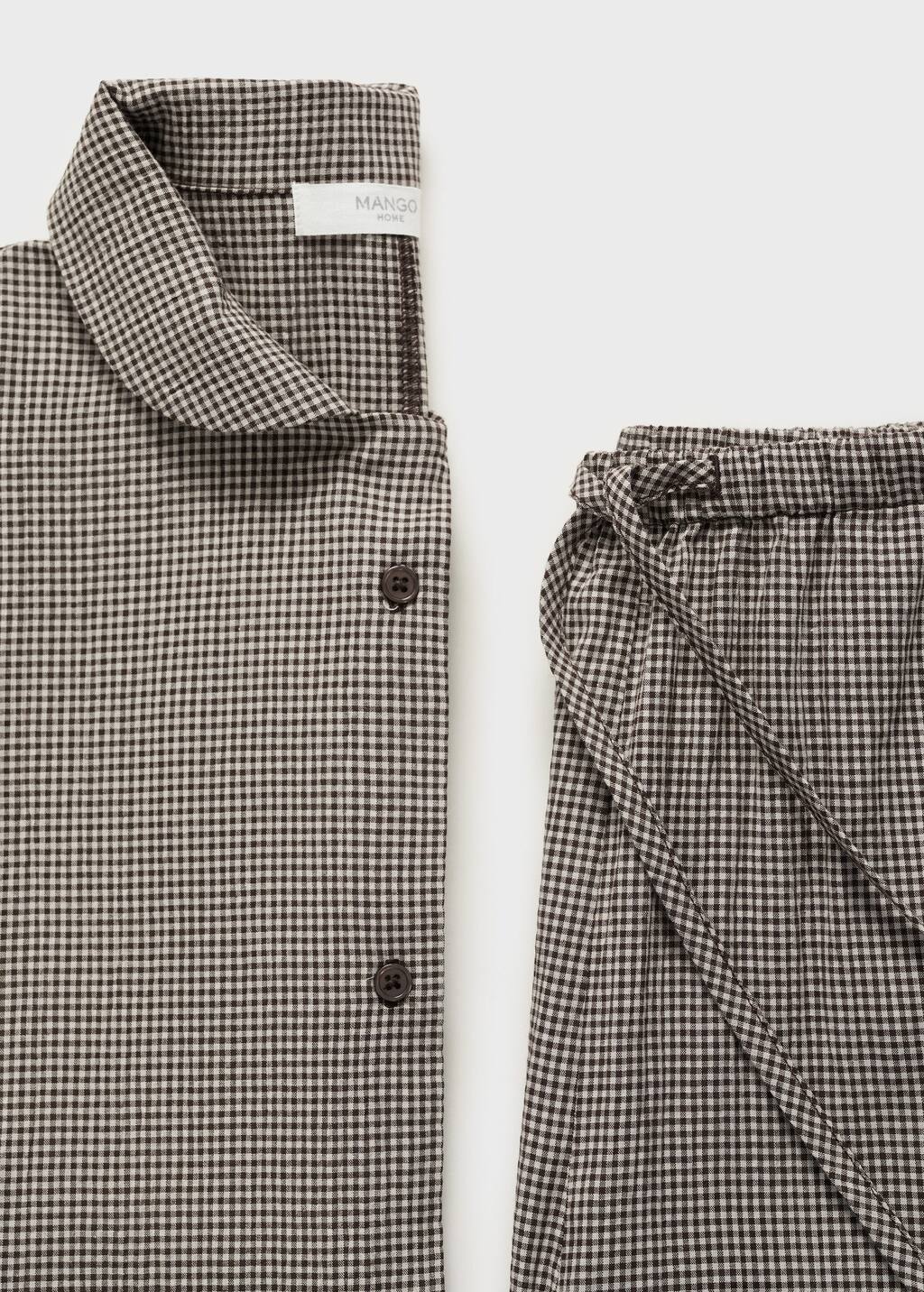 Two-piece cotton pajamas gingham check