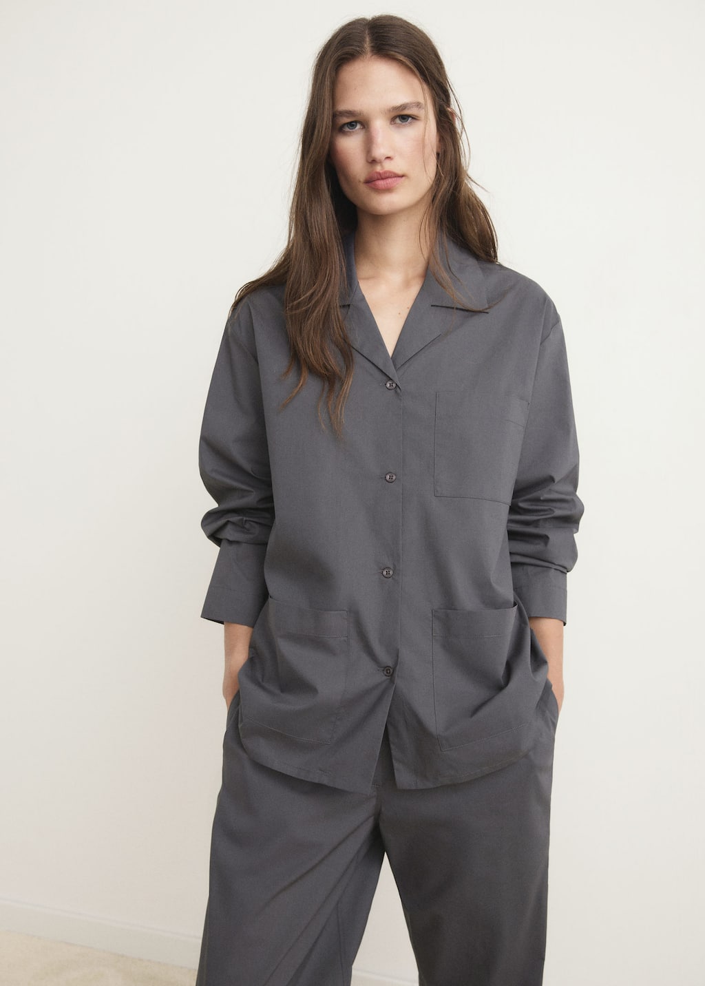 Poplin pyjama shirt