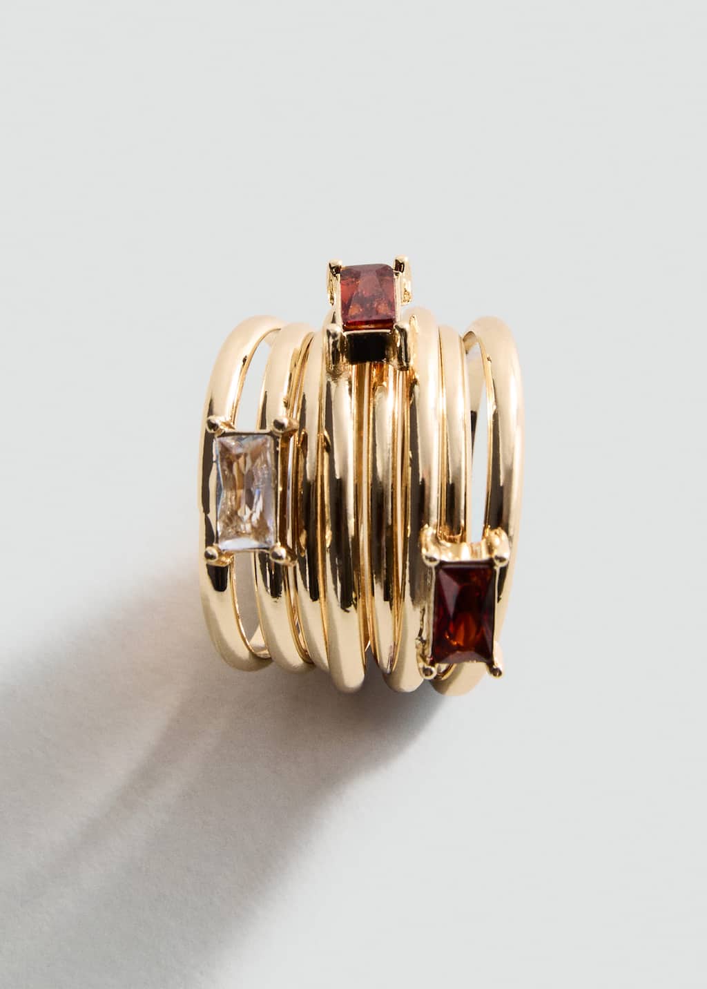 Mango Bague Cristaux Combinés Or - Femme - M - In Orange