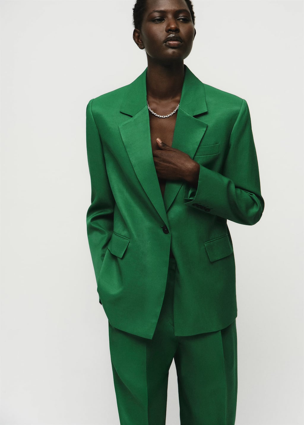 Linen-blend suit blazer