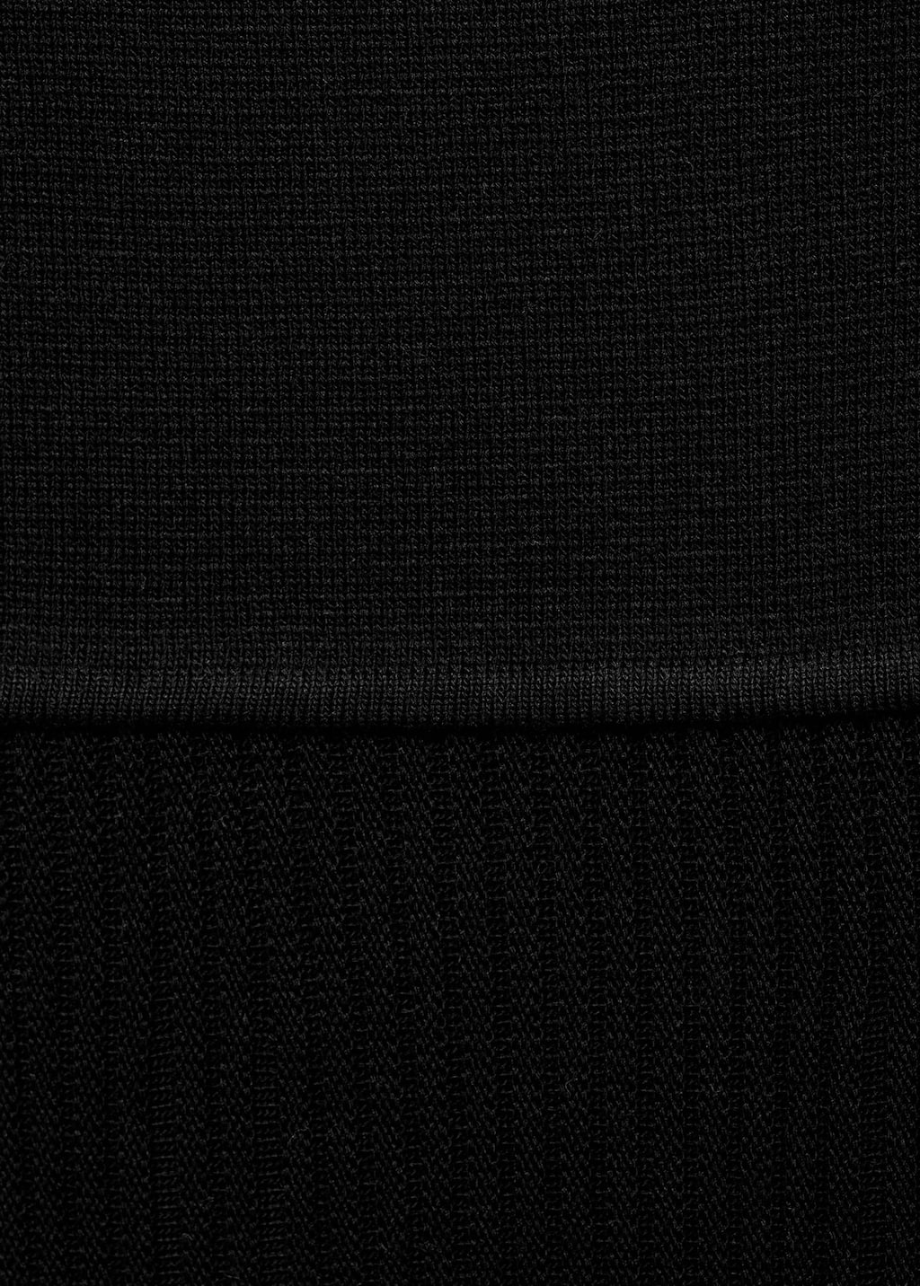 Asymmetrical combined-knit dress