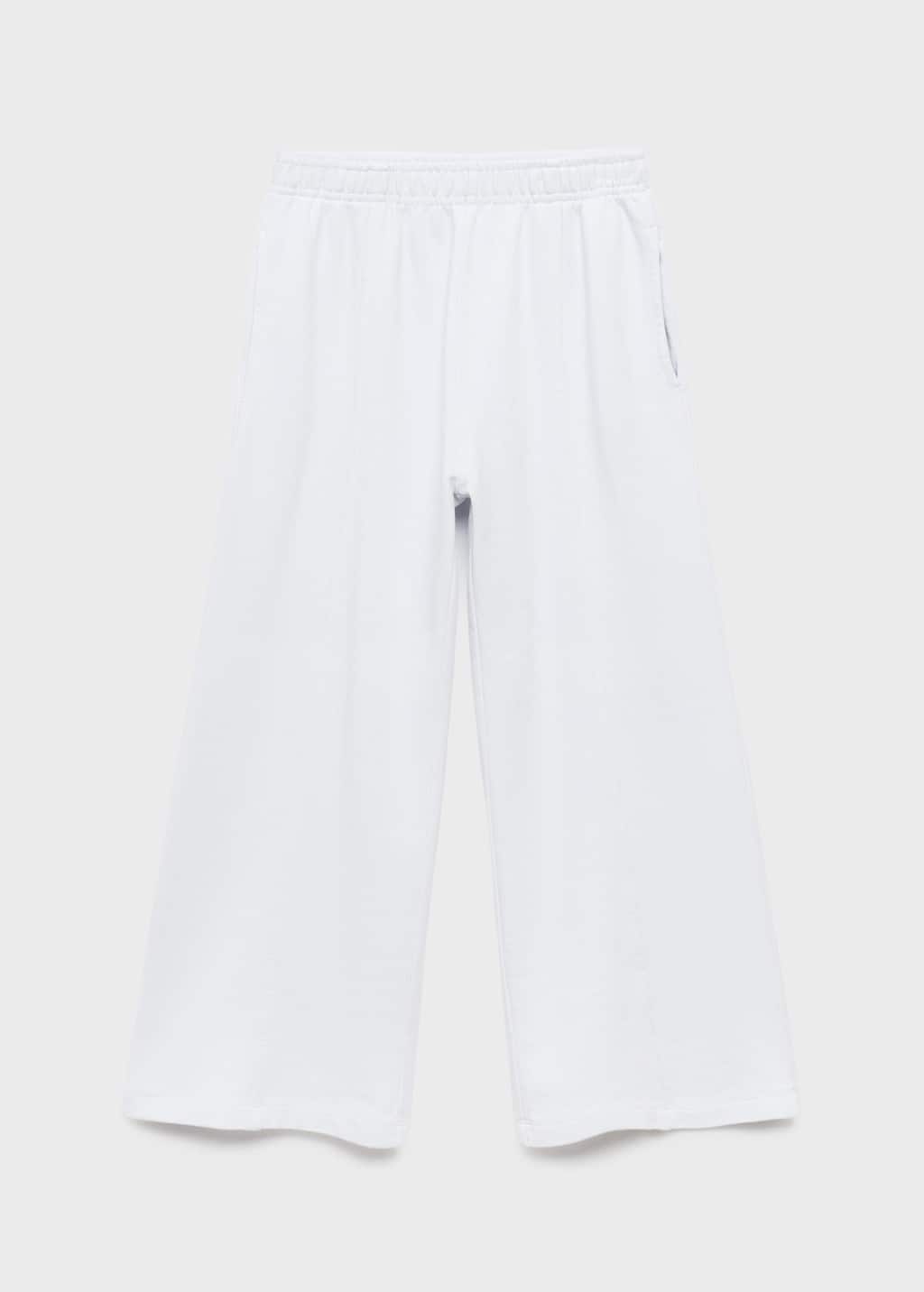 Mango Cotton Joggers With Elastic Waist Sky Blue In White