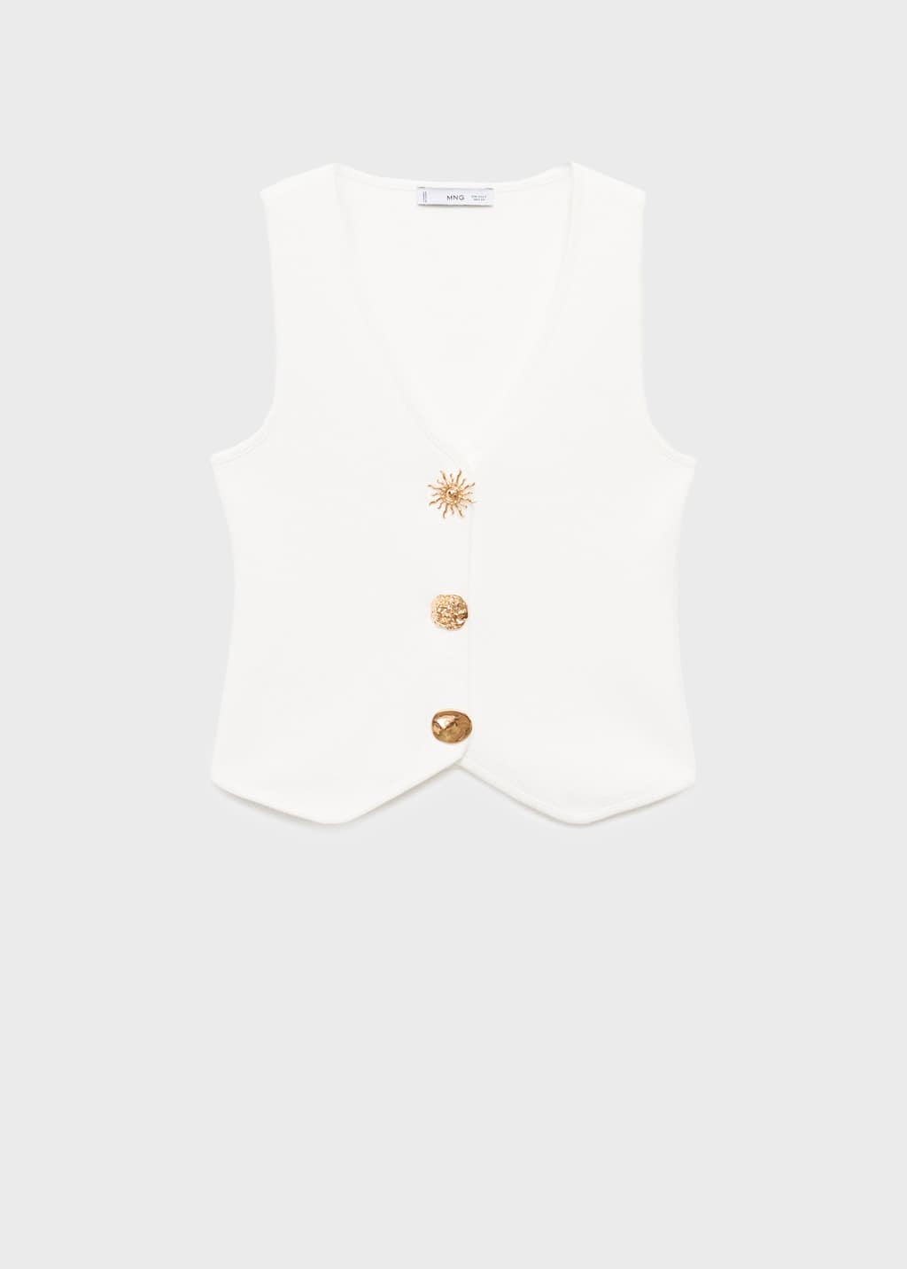 Mango Gilet Maille Boutons Bijoux Blanc - Femme - Xl - In White