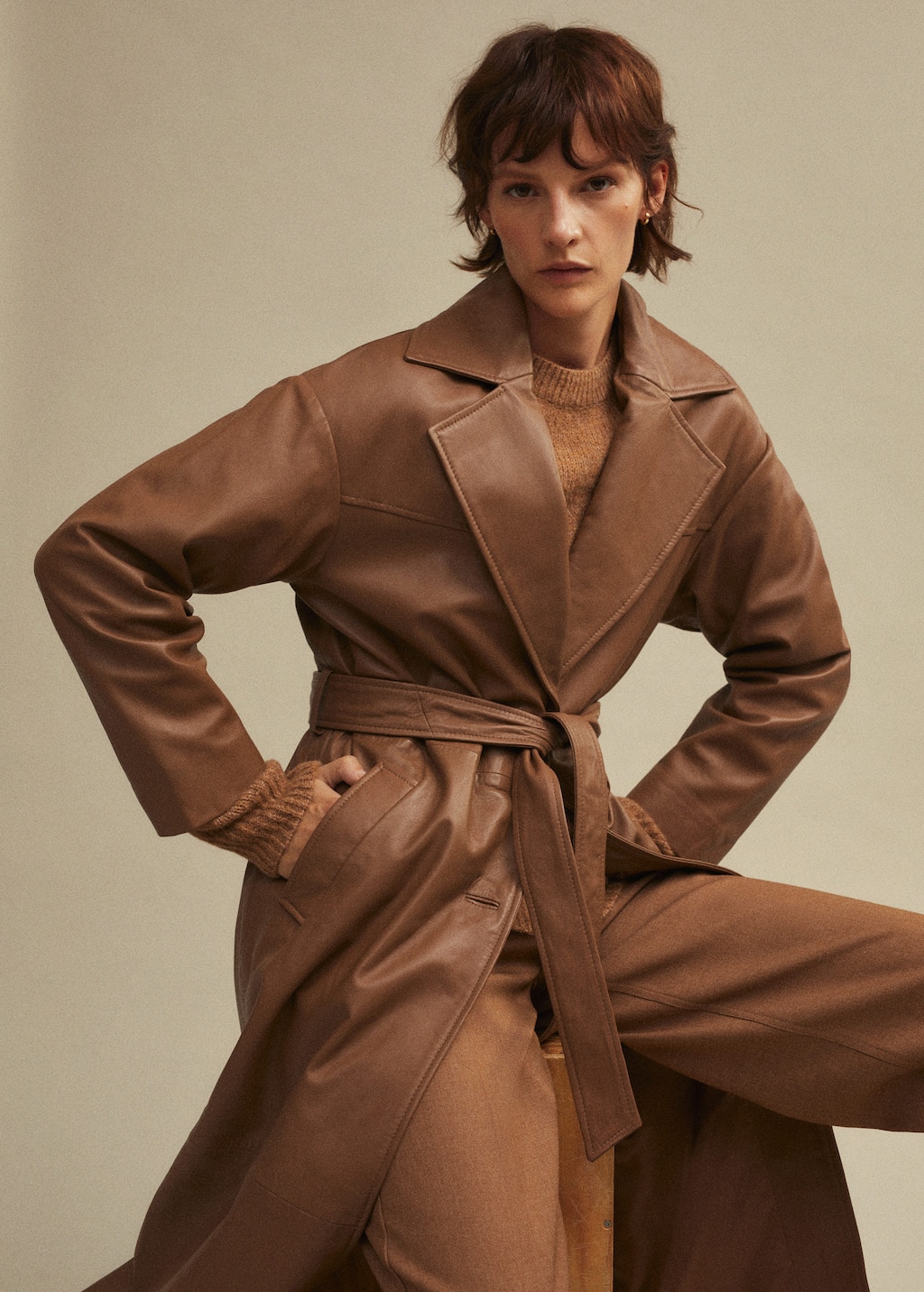 mango leather trench