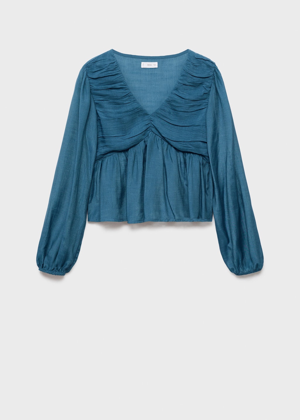 Mango Teen Blouse Fluide Froncée Bleu Pétrole - Fille - M -