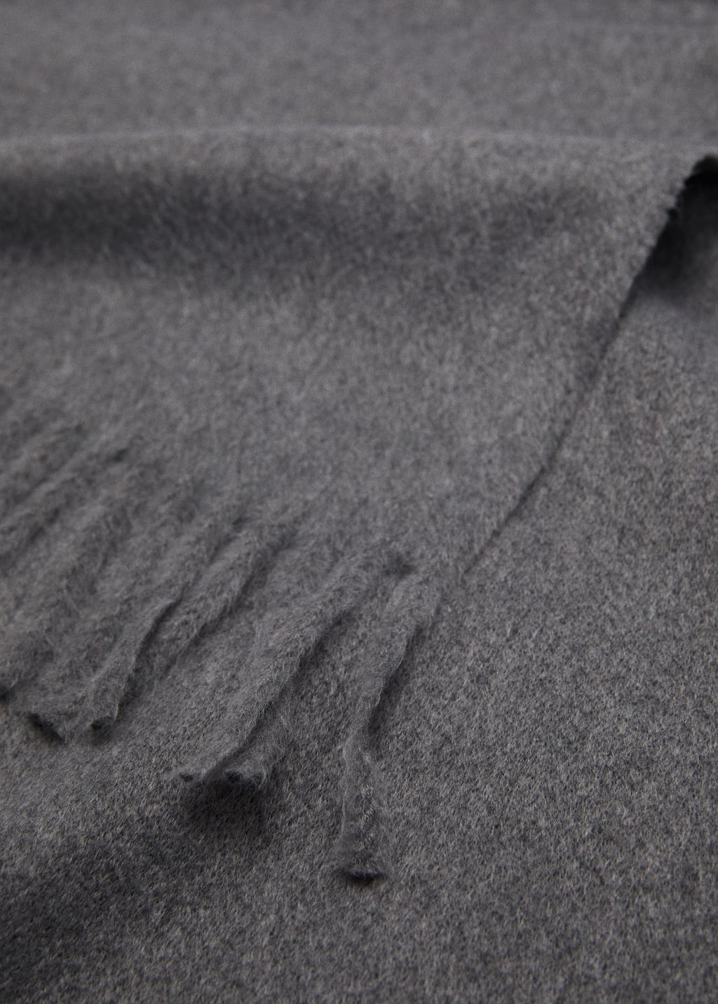 Mango Écharpe À Franges Gris Chiné Foncé - Femme - Taille Unique -