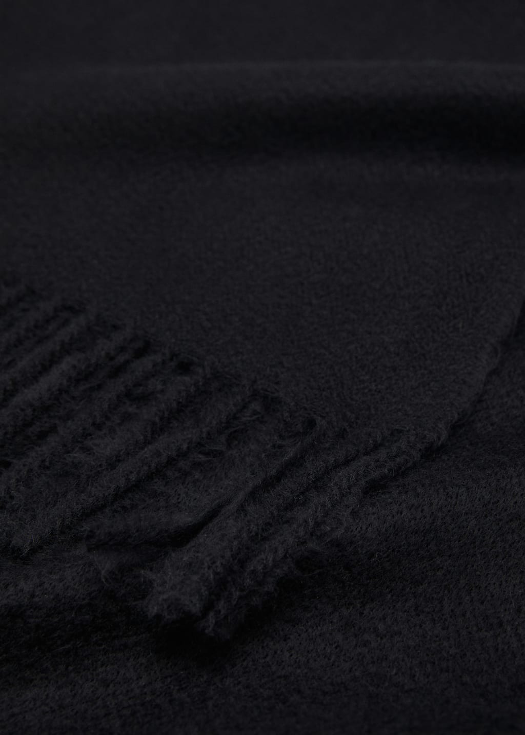Mango Écharpe À Franges Noir - Femme - Taille Unique - In Black