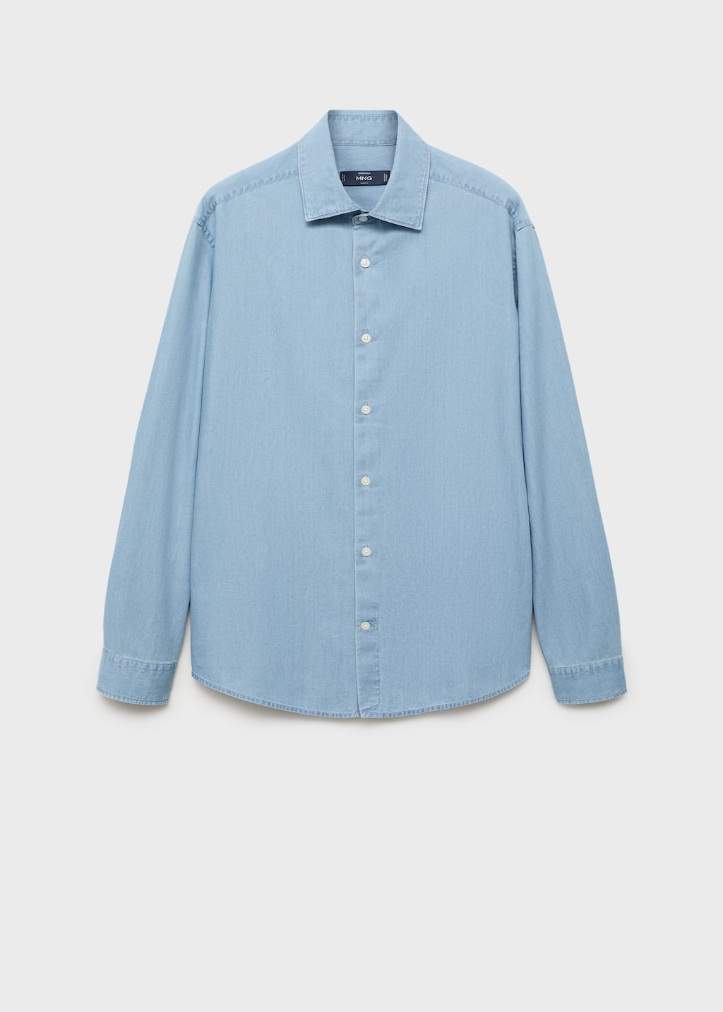 Mango Man 100% Cotton Chambray Shirt Light Blue In Blue