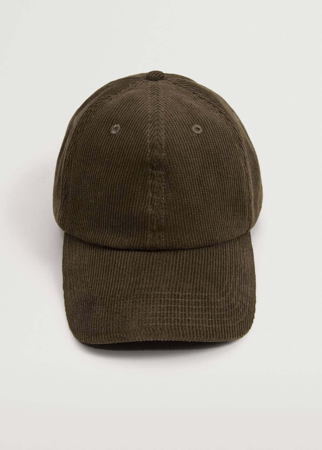 Mango Corduroy cap. an image of a baseball cap that is brown 