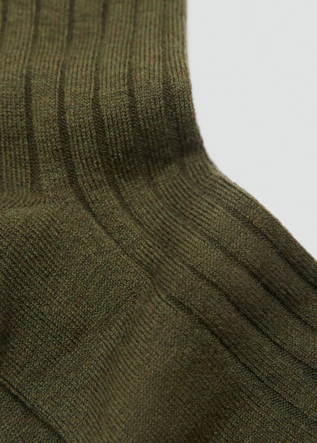 Mango Ribbed Wool Blend Socks Medium Green In Green