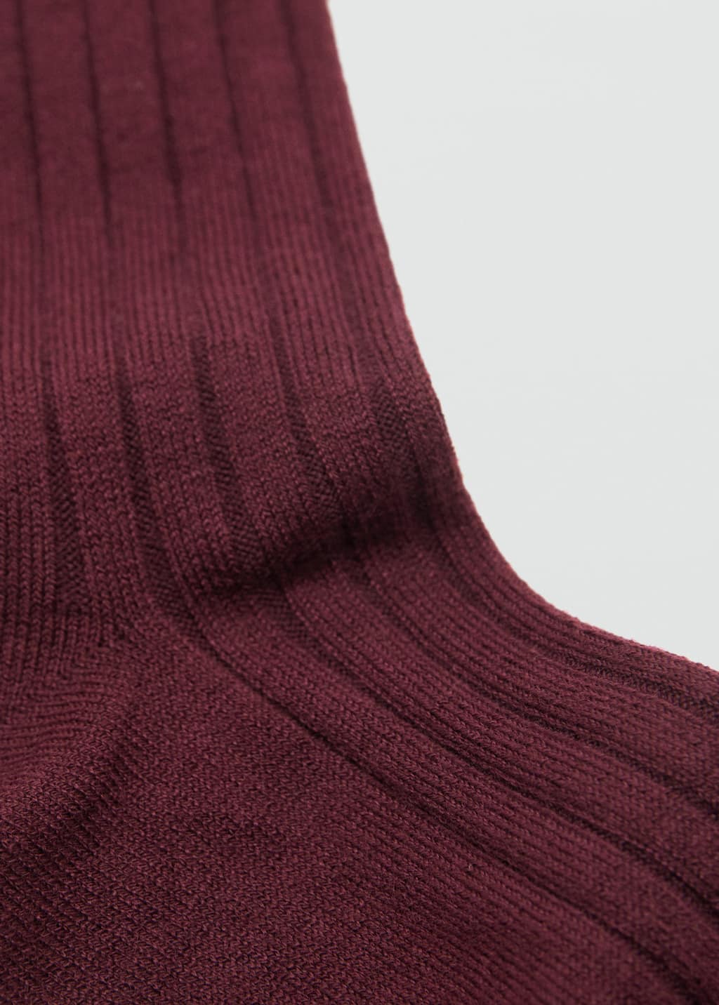 Mango Ribbed Wool Blend Socks Burgundy In Burgundy