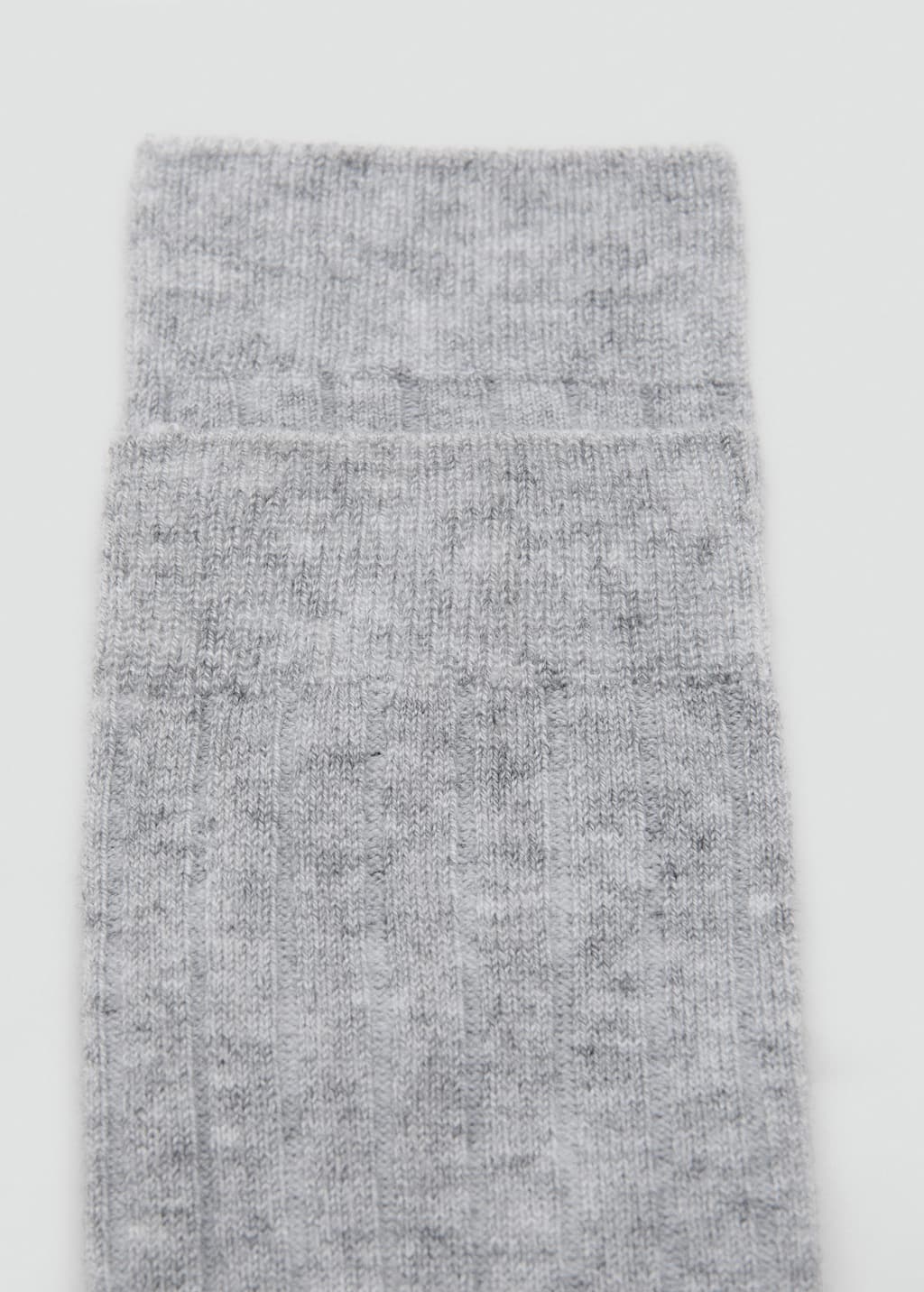 Mango Chaussettes Laine Mélangée Maille Côtelée Gris Chiné Moyen - Femme - Taille Unique -
