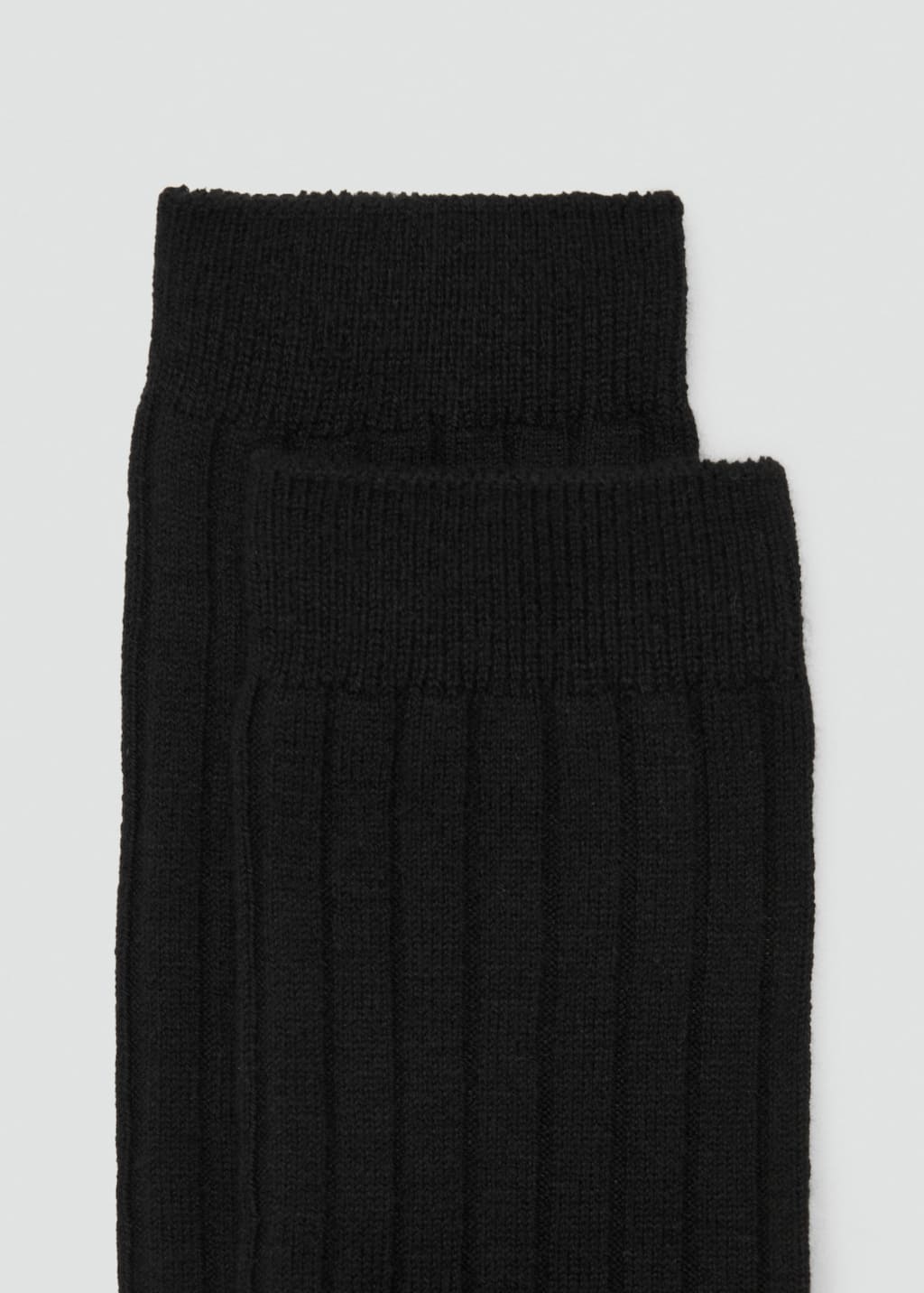 Mango Chaussettes Laine Mélangée Maille Côtelée Noir - Femme - Taille Unique -  In Black