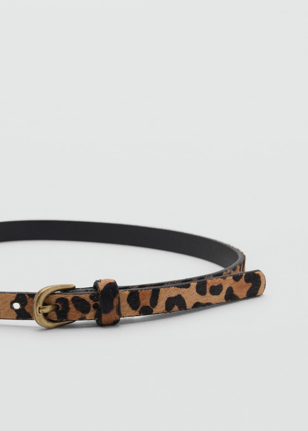 Mango Leopard Leather Belt Medium Brown In Brown