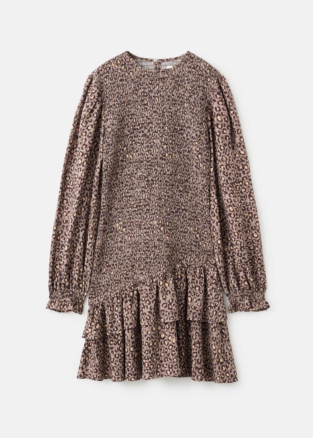 Mango Teen Smocked Long Sleeve Dress In Brown