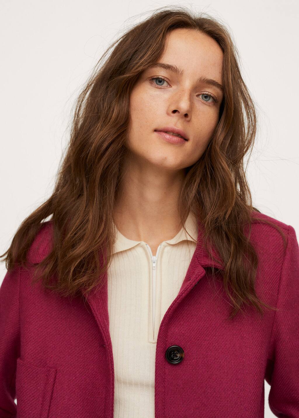 mango pink wool coat