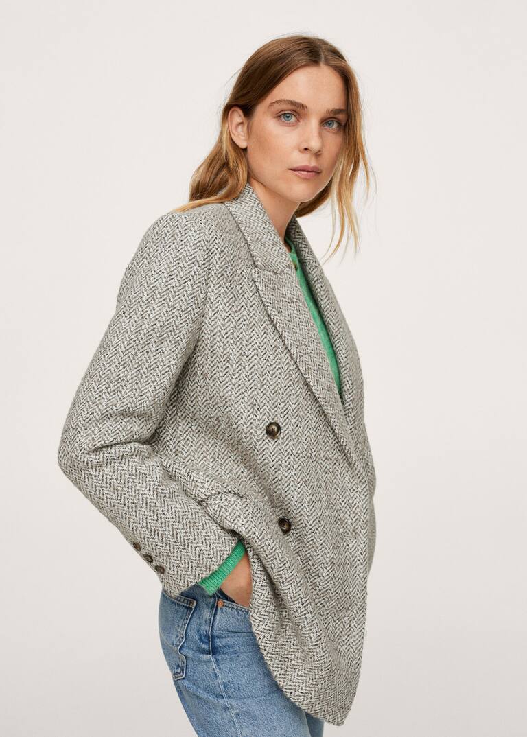 Herringbone woolblend blazer Women Mango USA
