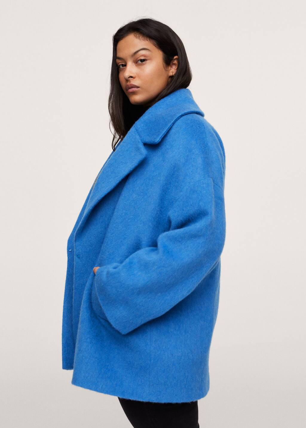 mango blue wool coat