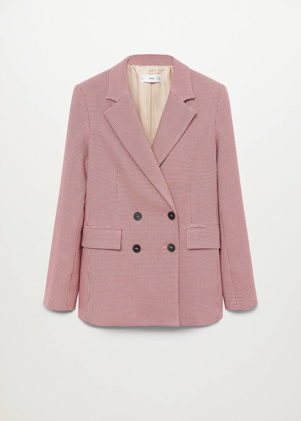 mango pink check blazer