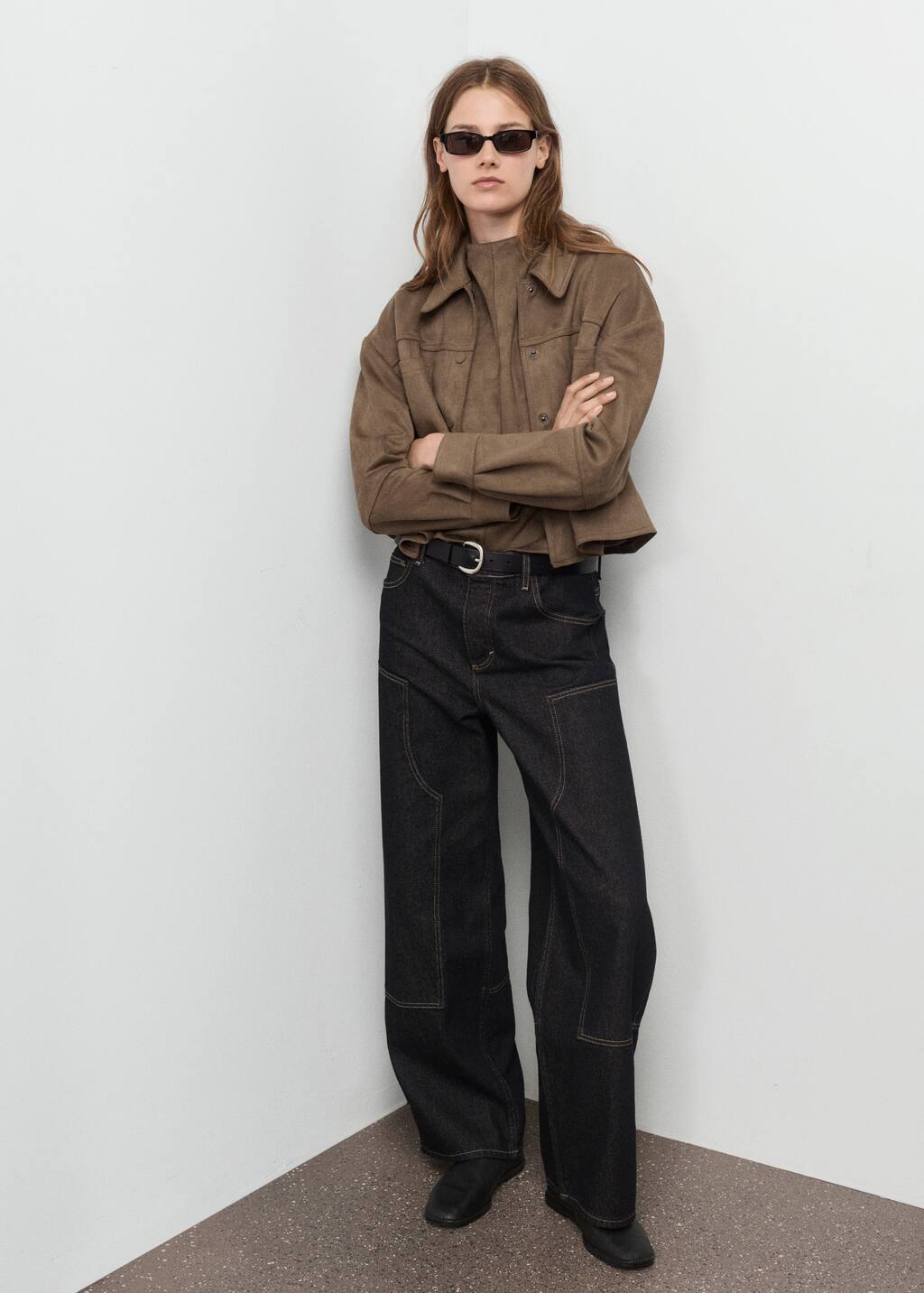 Leather-effect jacket with pockets