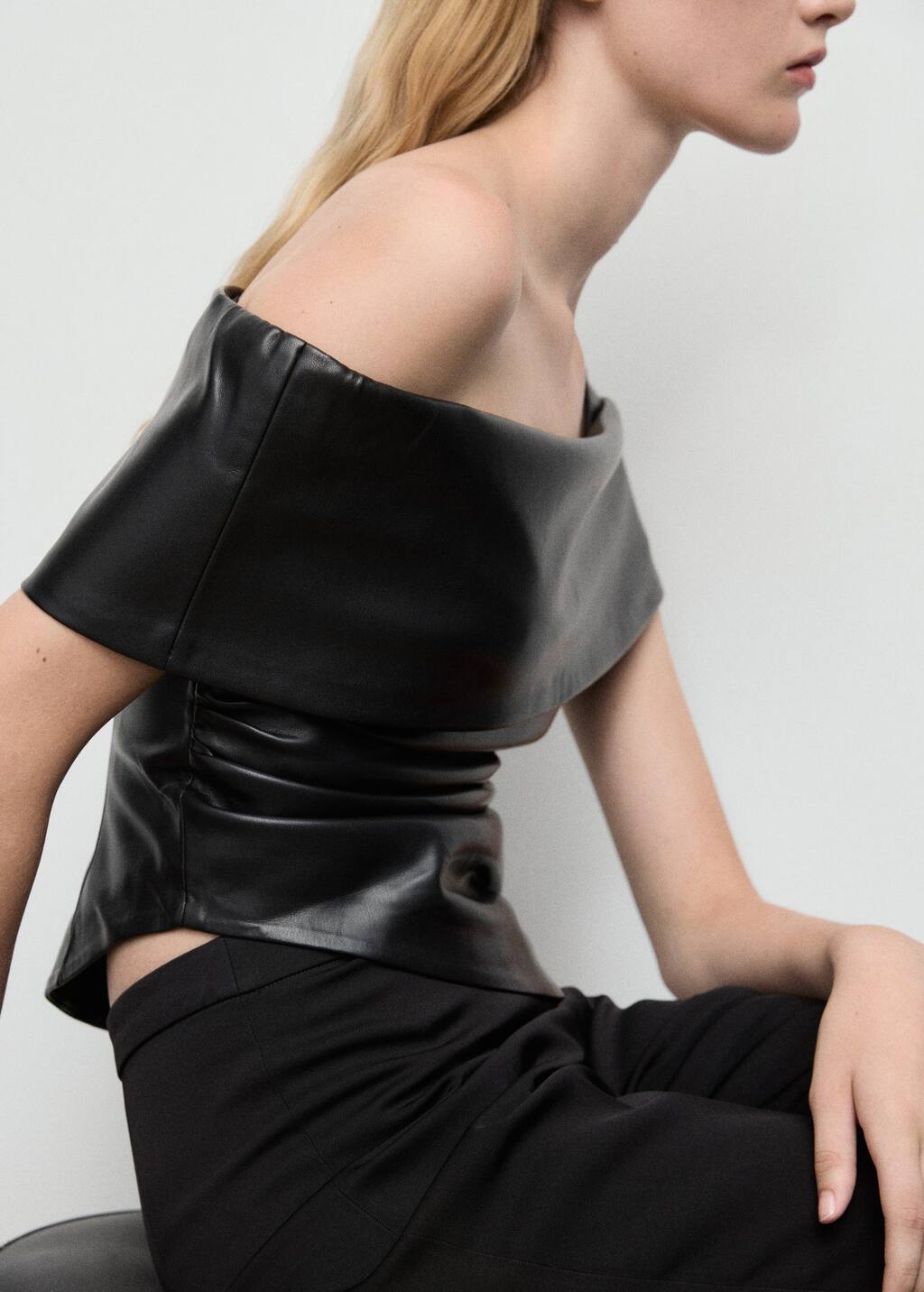 Leather-effect top with open shoulders