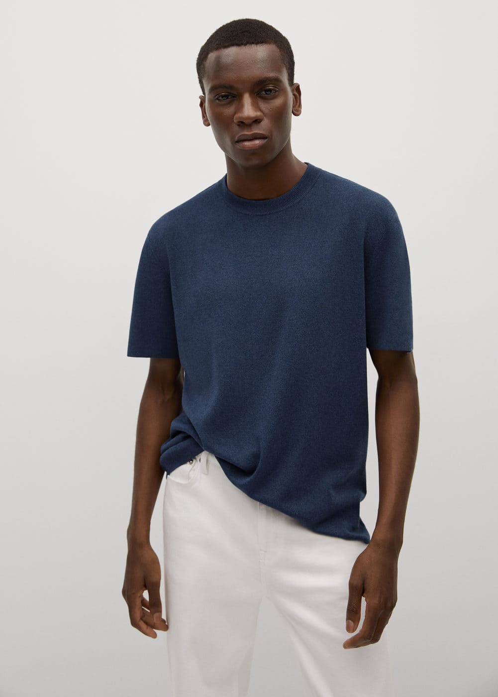 Flecked knit tshirt Men Mango Man USA