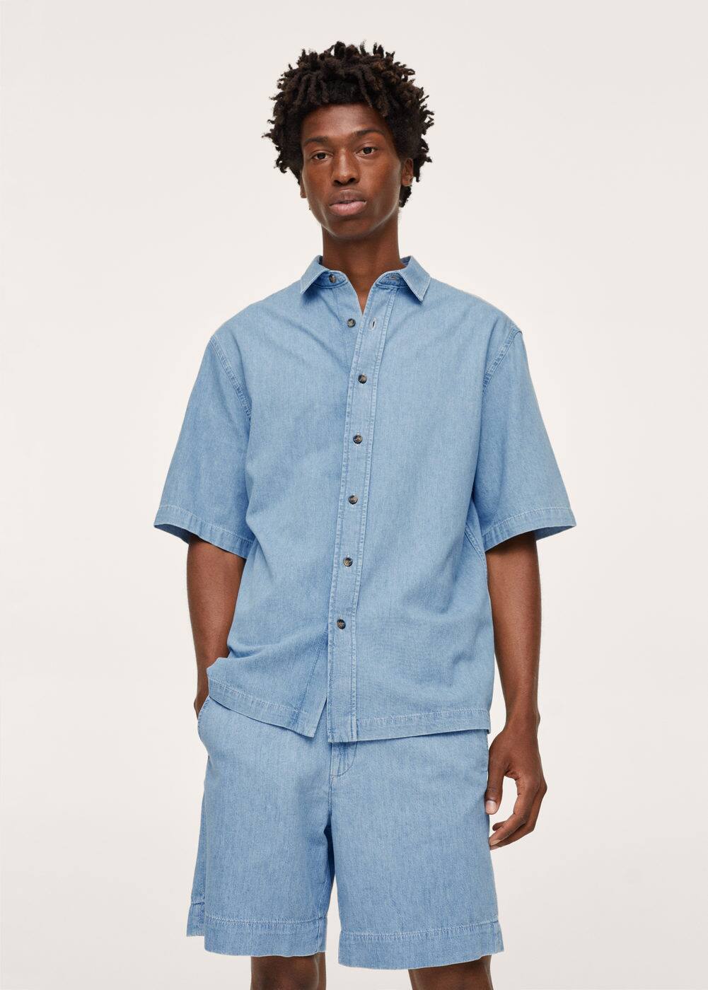 Relaxed fit denim shirt Men Mango Man United Kingdom