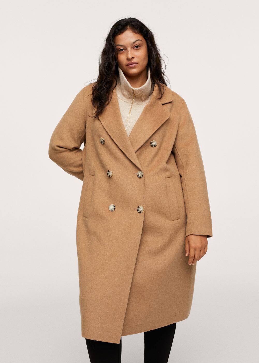 camel double breasted wool coat