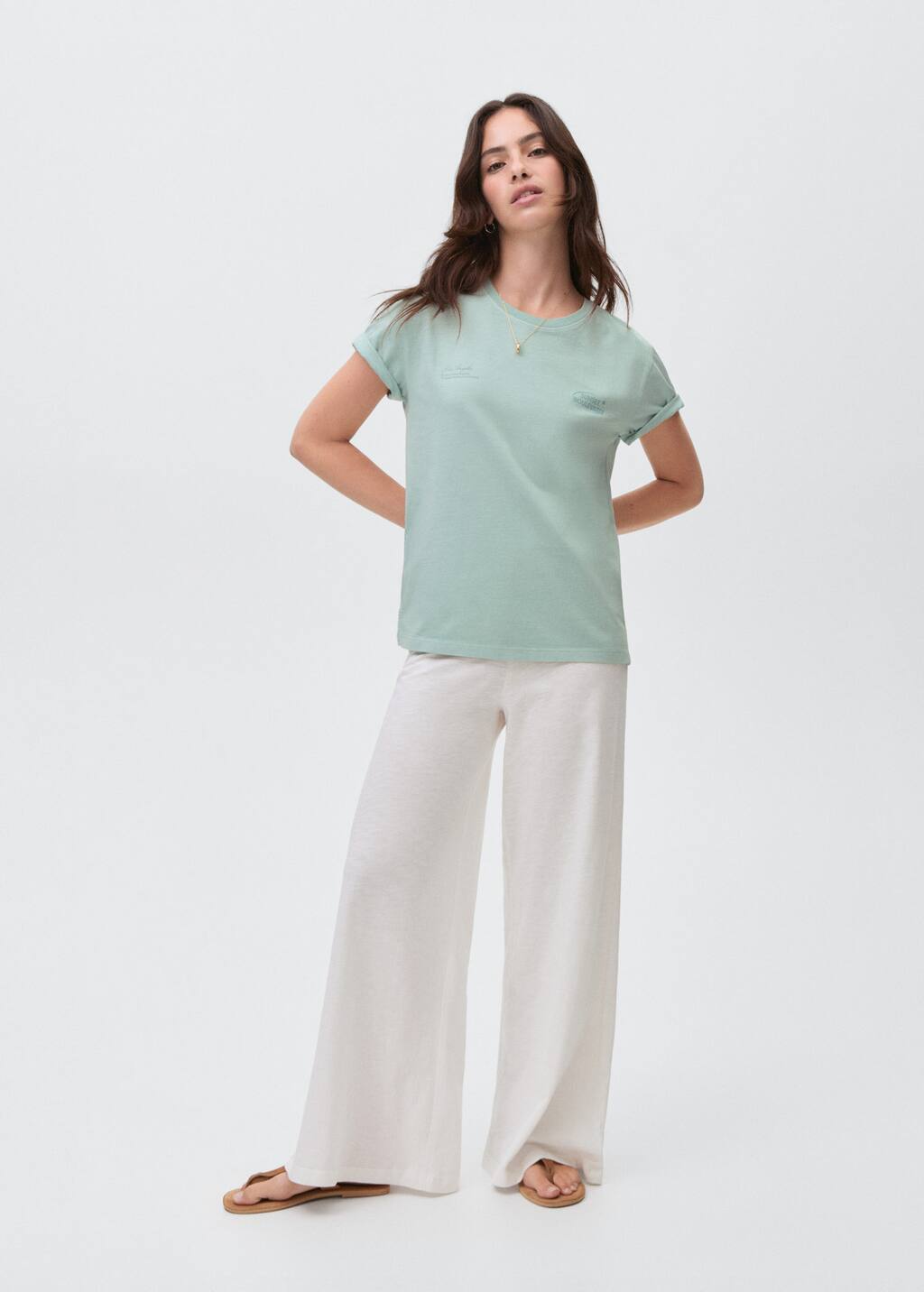 Mango Teen Short-sleeved Printed T-shirt Aqua Green