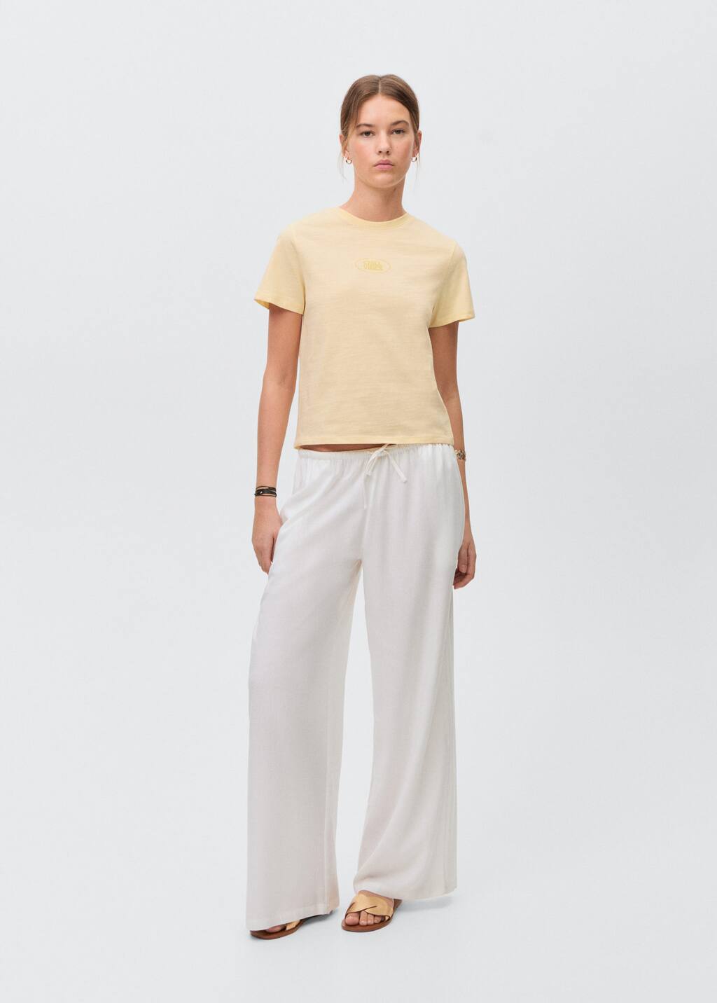 Mango Teen Printed Cotton-blend T-shirt Pastel Yellow