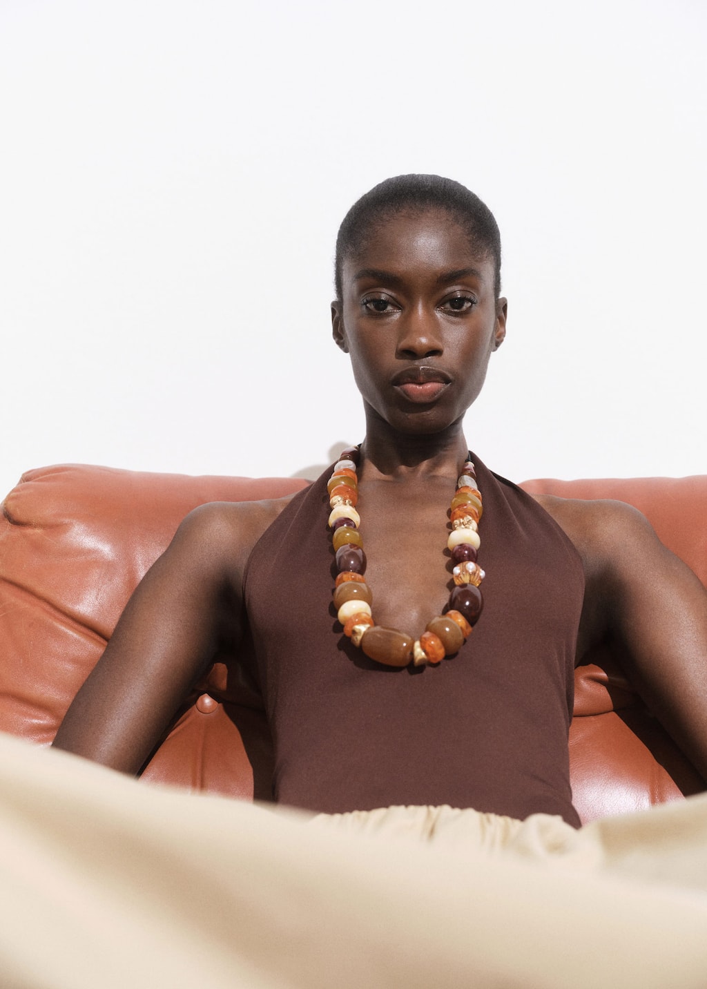 Mango Collier Boules Combinées Marron - Femme - Taille Unique -