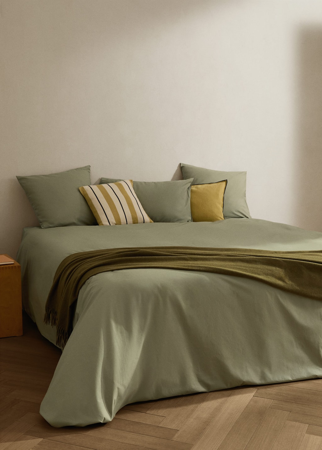 Mango Home Percale Cotton Duvet Cover Single Bed Green