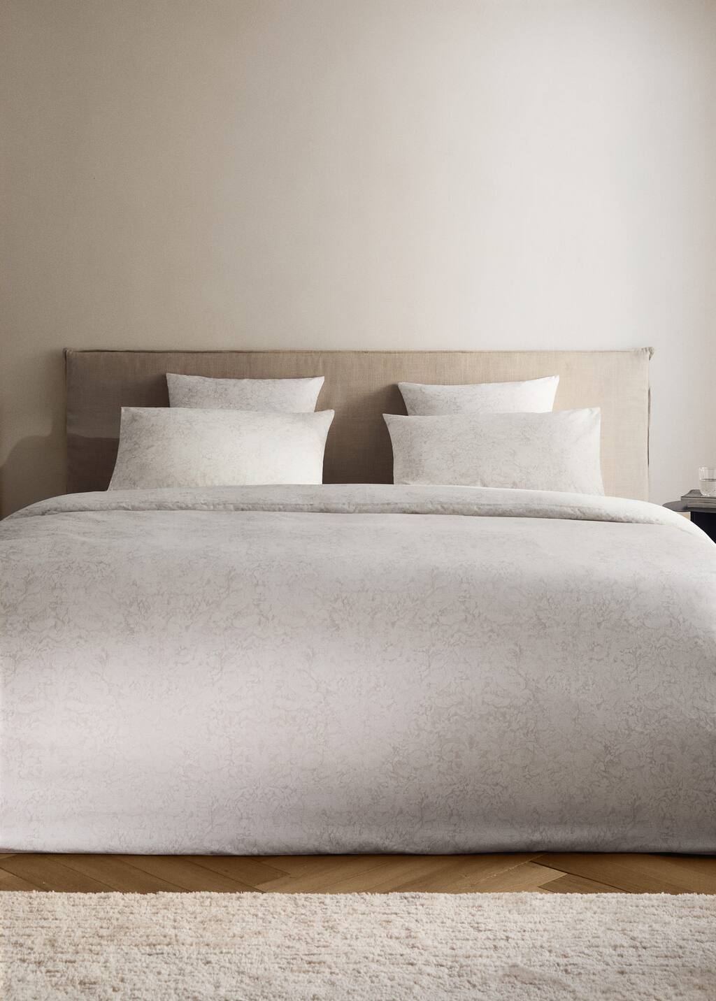 Percale cotton duvet cover with blurred floral print for 150/160 cm bed