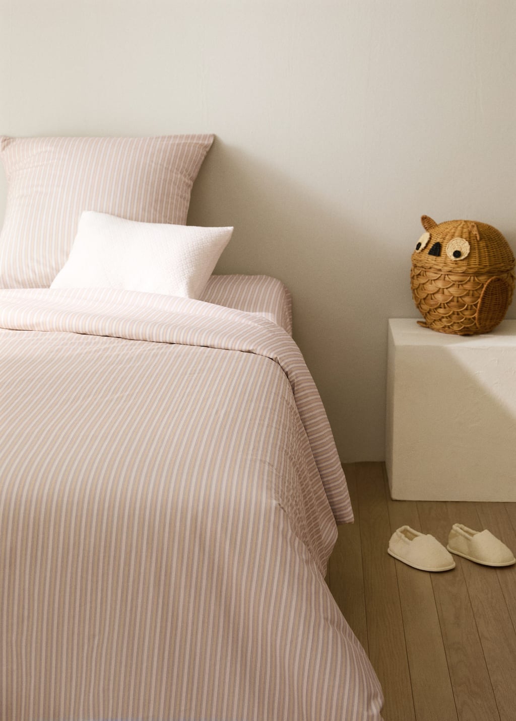 Mango Home Housse De Couette En Coton Percale À Rayures Fines Pour Lit De 90 Cm Vanille - Home - Lit 90 Cm - Ma In Pink