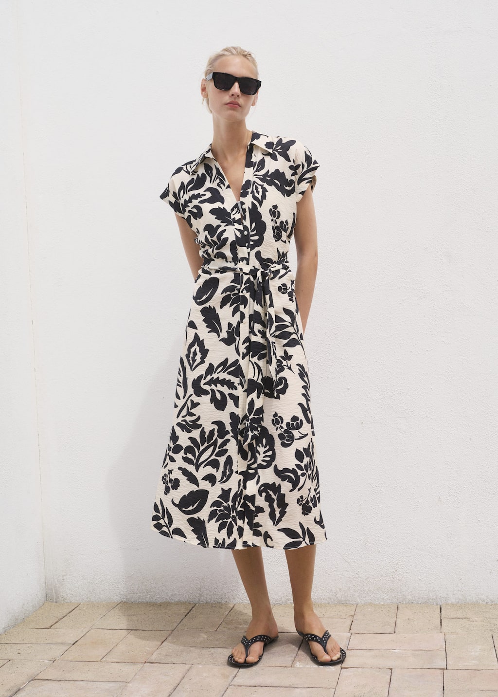 Floral-print shirt-style dress