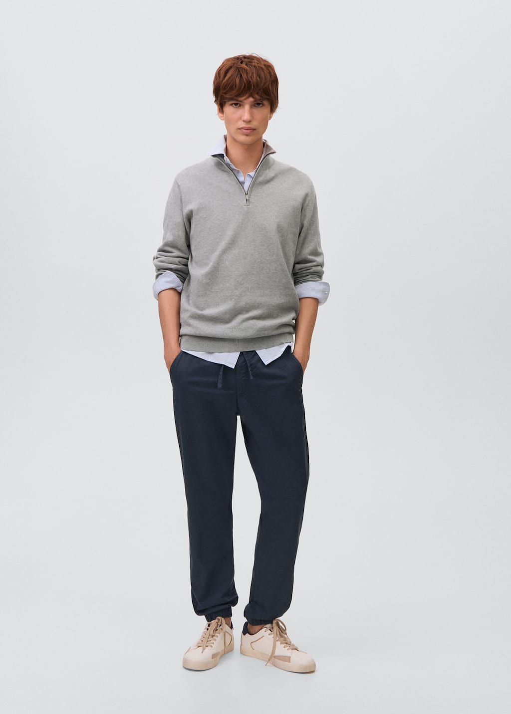 Mango Teen Drawstring Jogger Trousers Navy In Blue