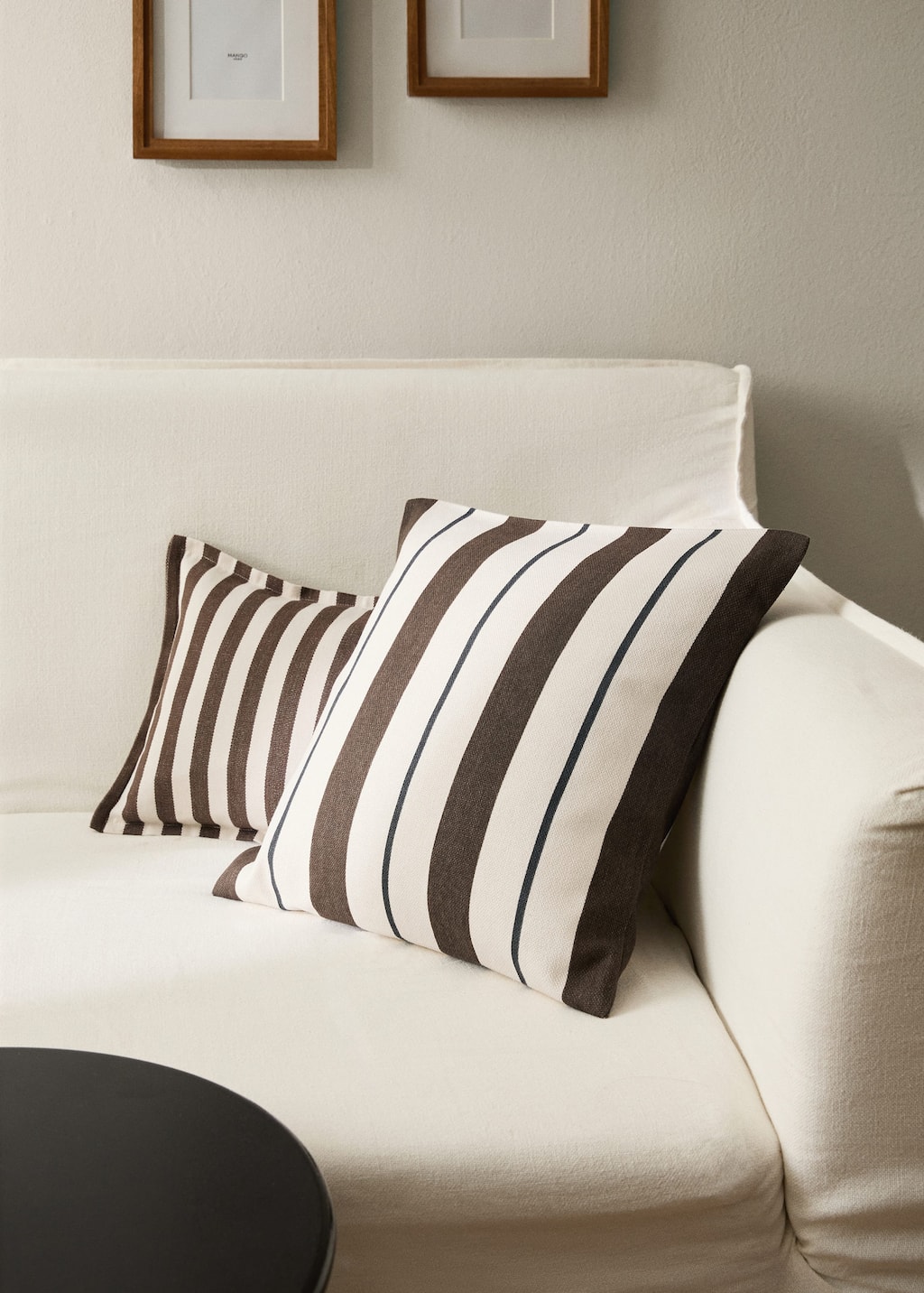 Cotton cushion cover with printed stripes 45x45 cm