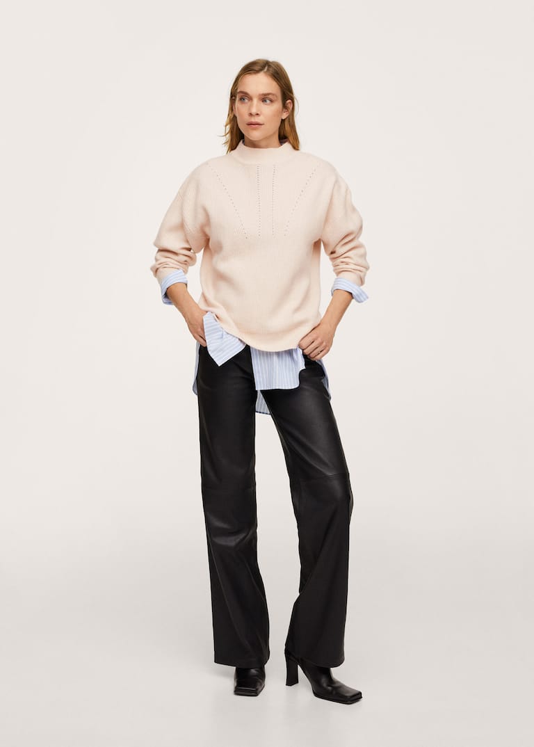 mango contrasting knit sweater - Main Image