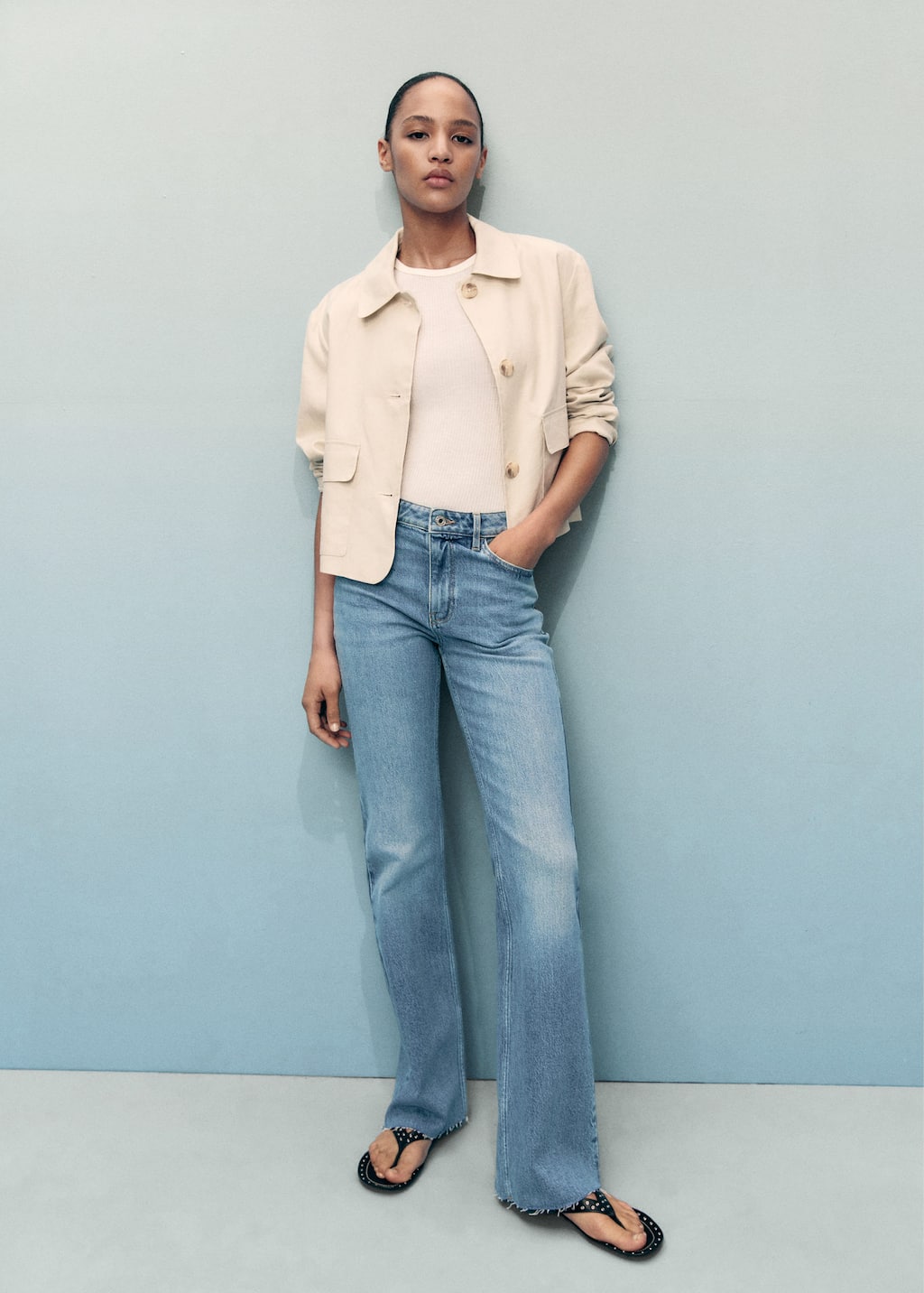 Mango Fiona Flared Mid-rise Jeans In Blue