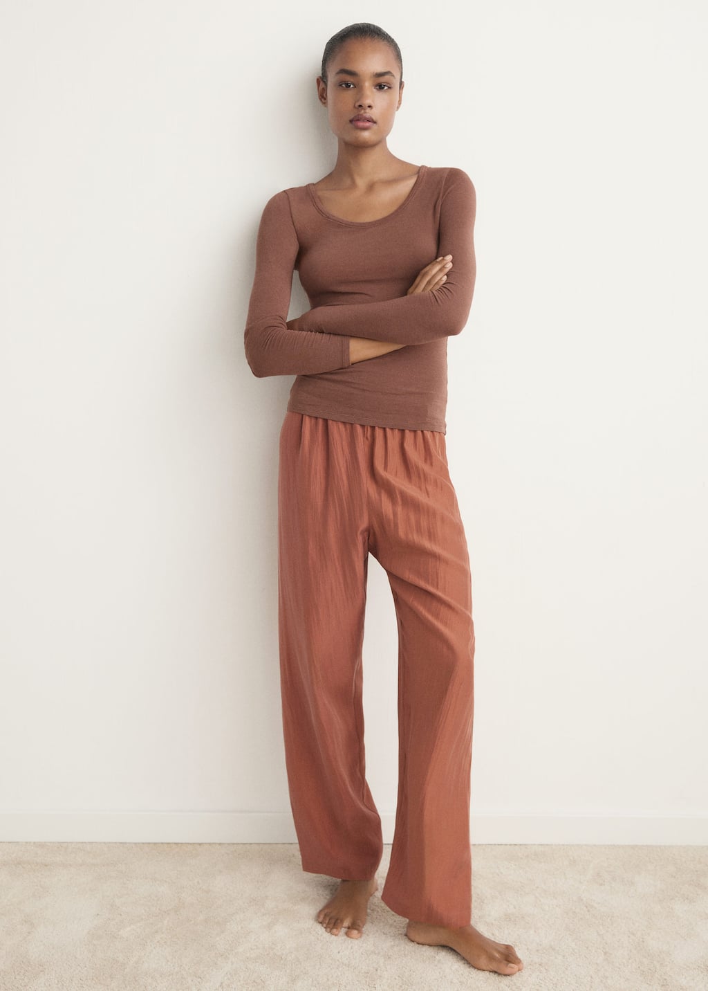 Mango Cashmere Pyjama T-shirt Brown In Brown