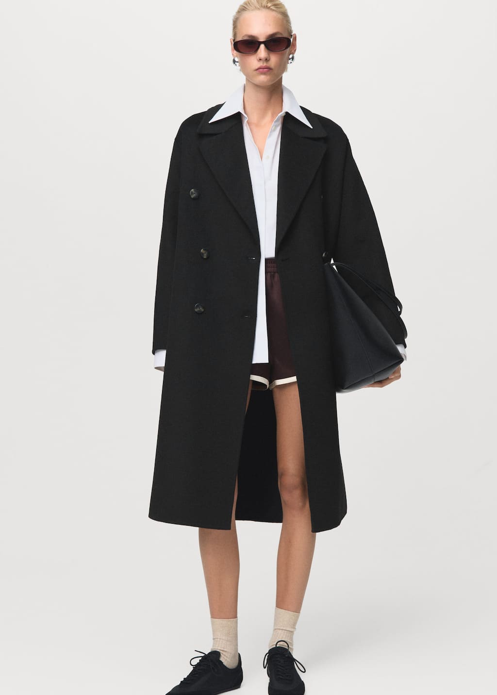 Mango Manteau Laine Fait Main Oversize Noir - Femme - Xxl - In Black