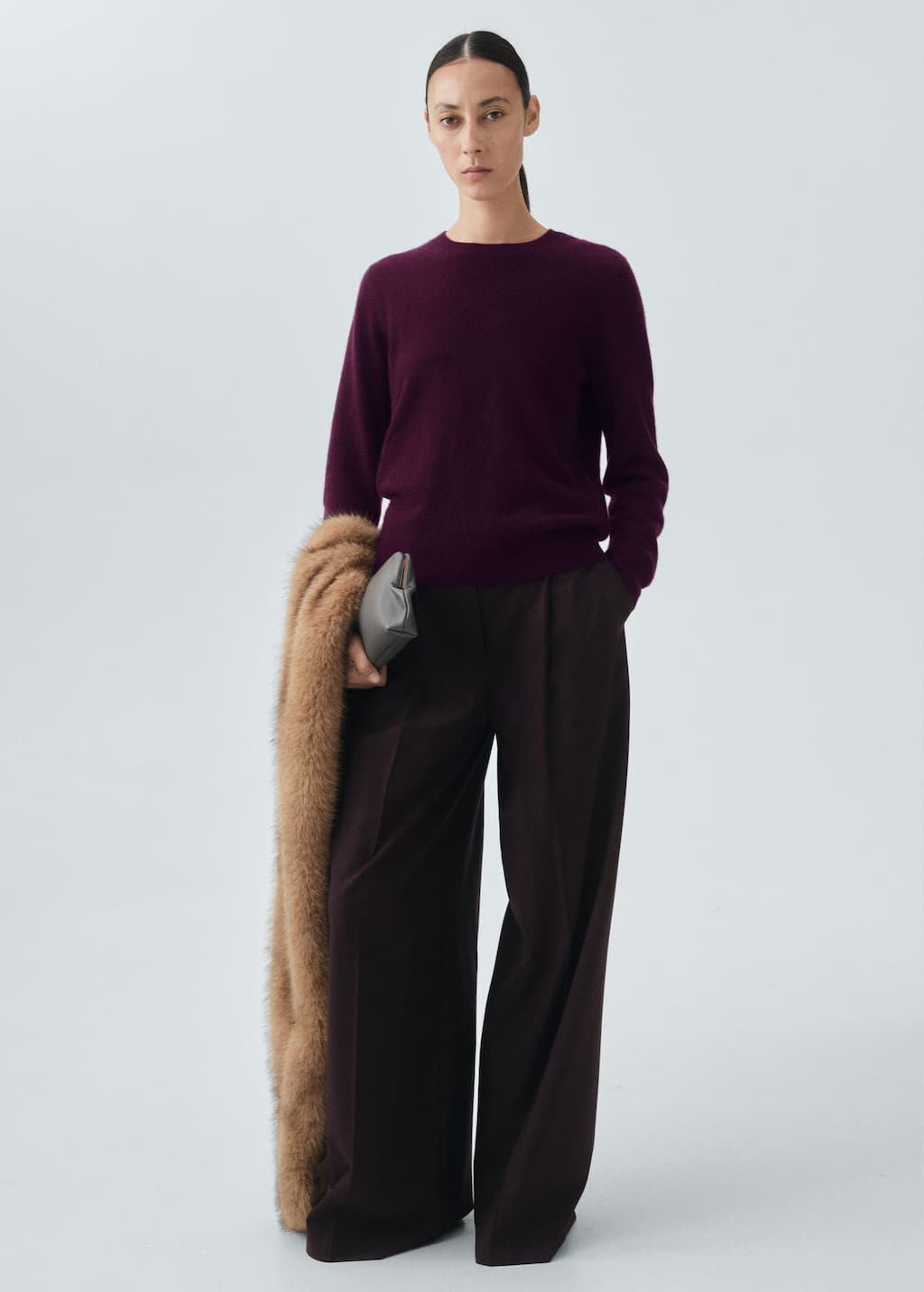 Mango 100% Cashmere Sweater Wine In Purple
